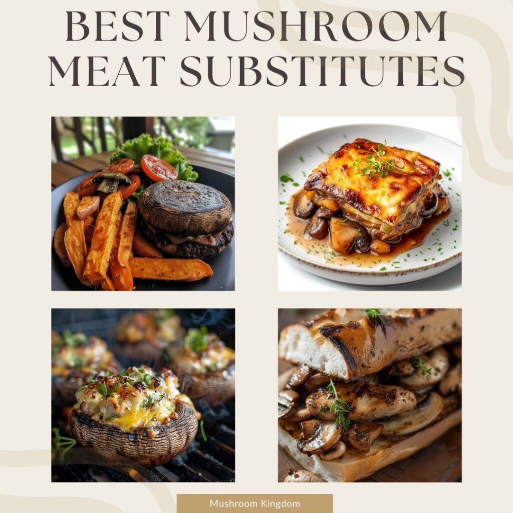 Graphic showing mushrooms that taste like meat