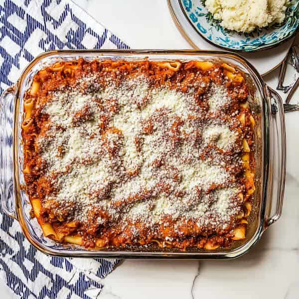 lasagna on the table preparing