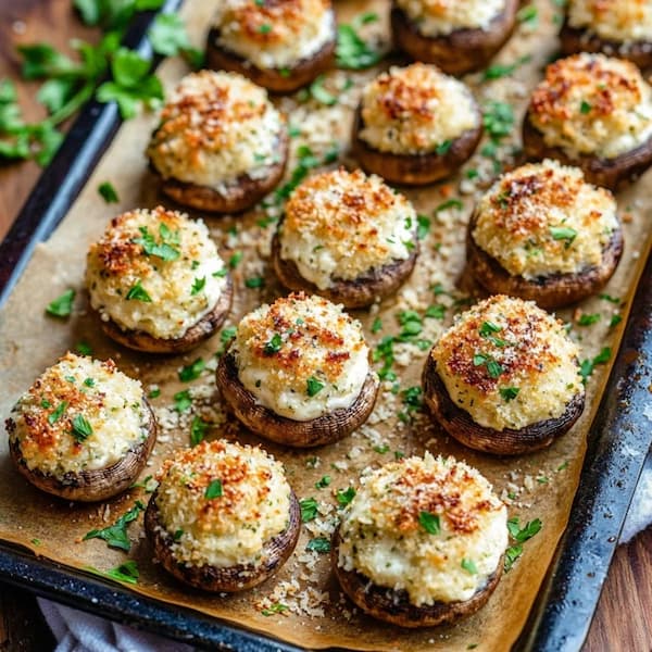 stuffed mushrooms with cream cheese and cheddar