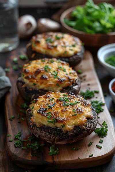 stuffed mushrooms with cream cheese and cheddar