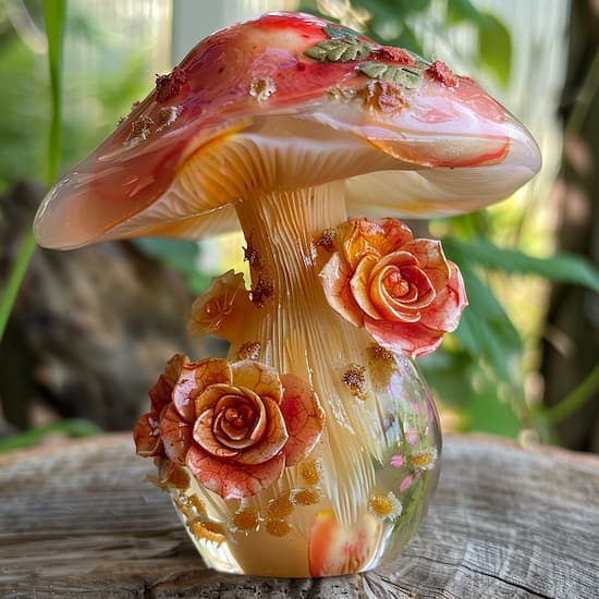 mushroom sculptures glass