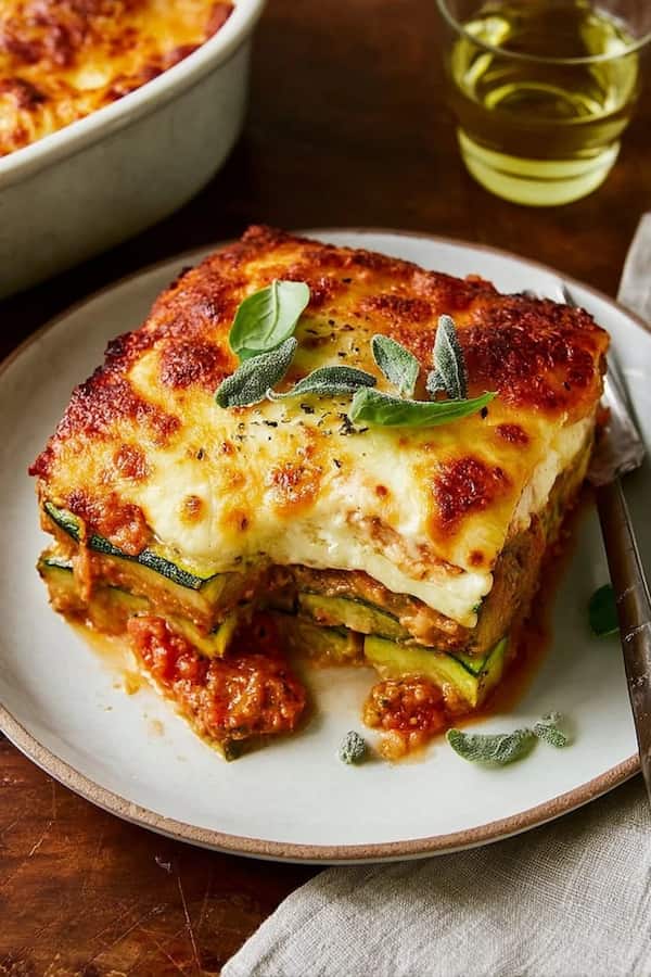 zucchini lasagna served