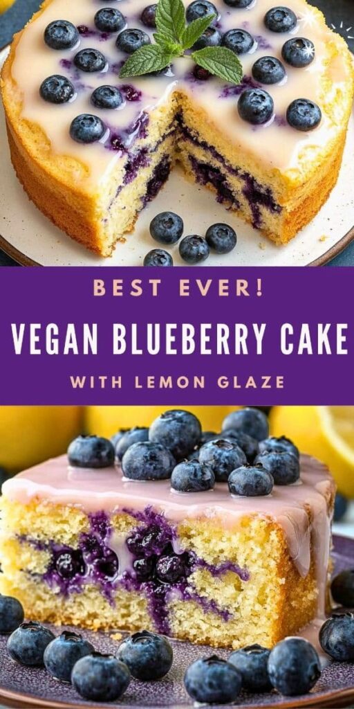 Vegan Blueberry Cake with Lemon Glaze