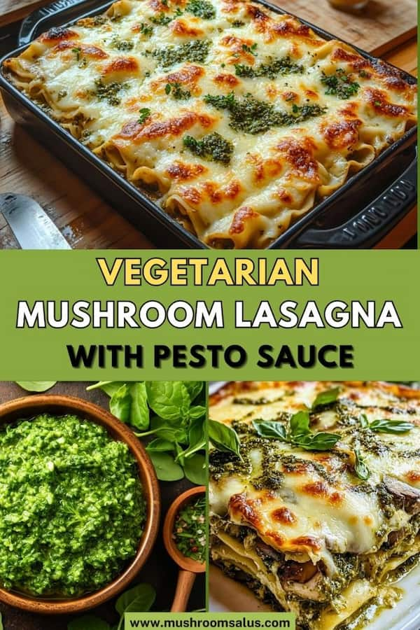 Easy Vegetarian Lasagna with Pesto and Mushrooms