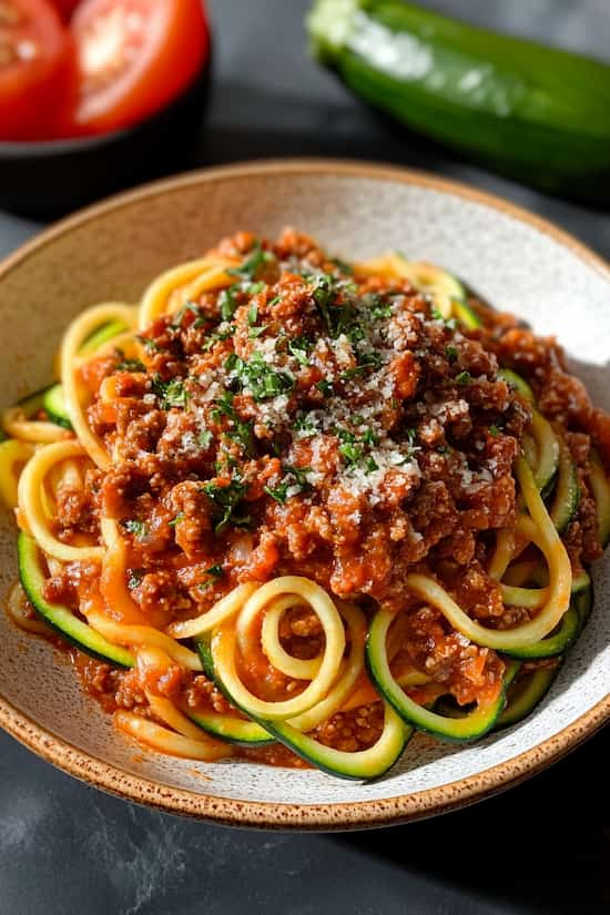 Zucchini noodles with bolognese sauce