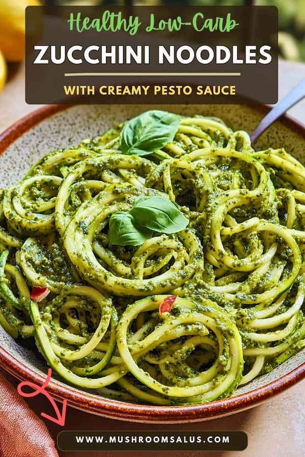 low carb zucchini noodles with pesto sauce