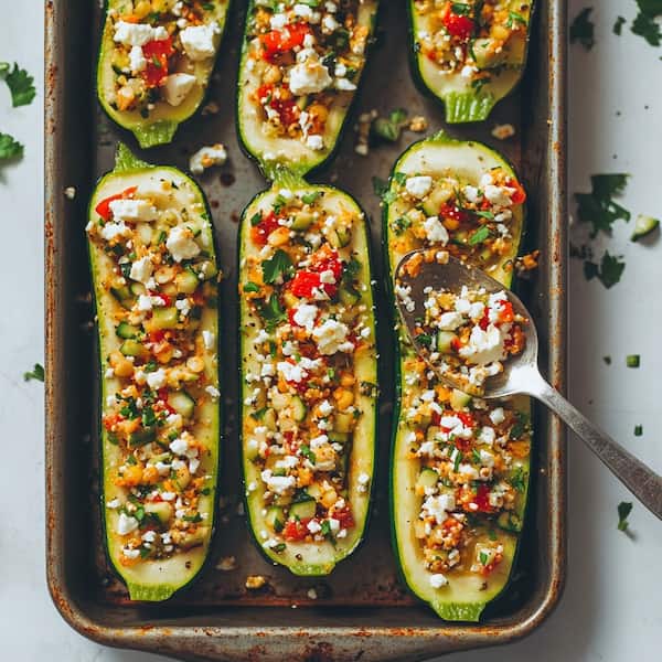 mediterranean stuffed zucchini boats
