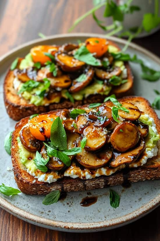 easy to make avocado toast with mushrooms