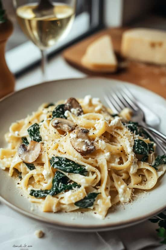 high protein mushroom pasta