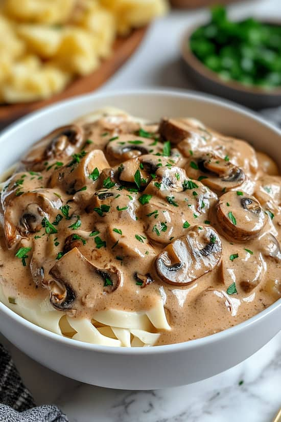 mushroom stroganoff with cream cheese easy recipe try it