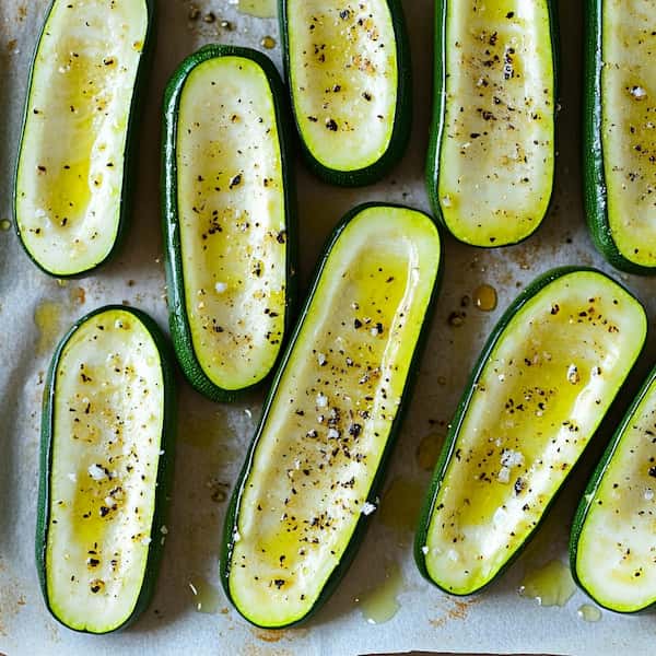 stuffed zucchini boats before filling