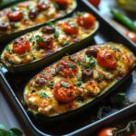stuffed zucchini boats served