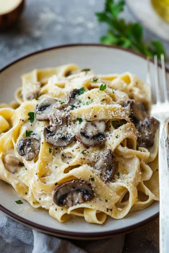 easy mushroom alfredo pasta