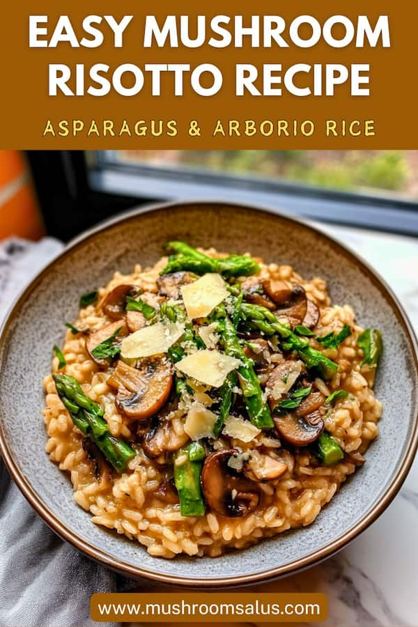 vegetarian mushroom risotto with asparagus easy to make 