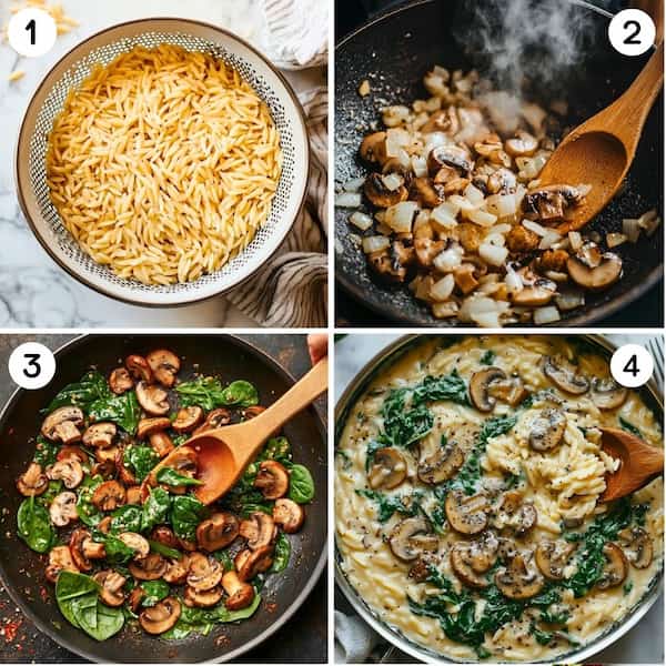 Mushroom and Spinach Orzo