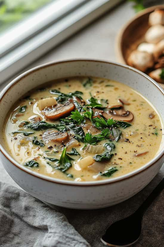 Mushroom and spinach soup recipe