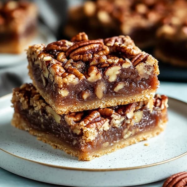pecan pie bars served