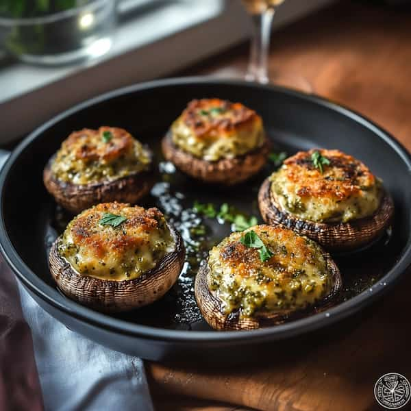 pesto sauce stuffed mushrooms