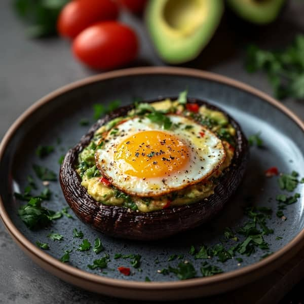 stuffed avocado mushrooms with egg