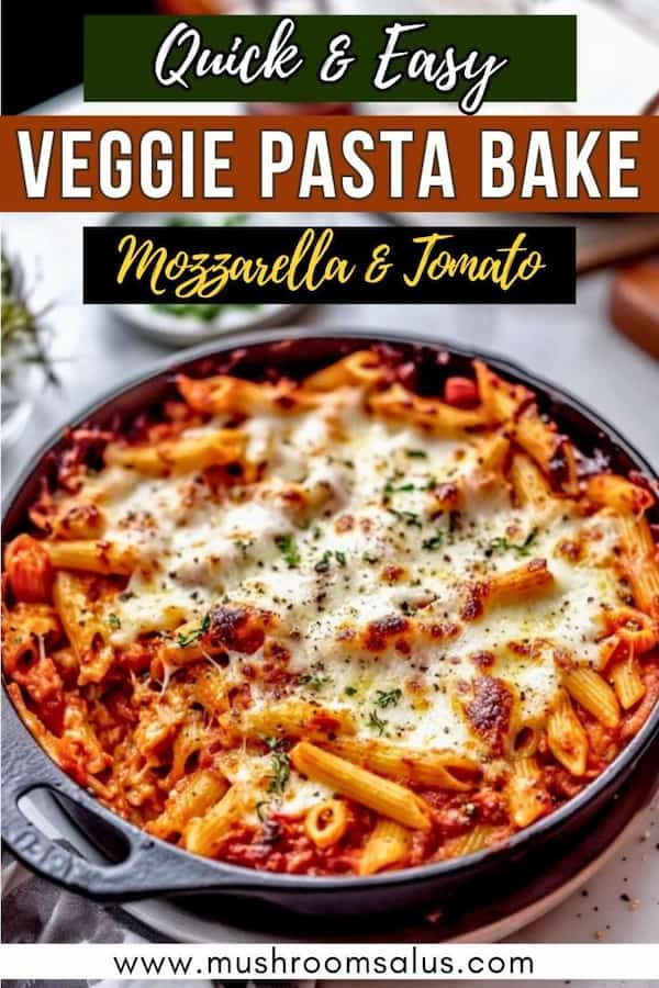 Cheesy Vegetarian Pasta Bake with Mozzarella & Tomato