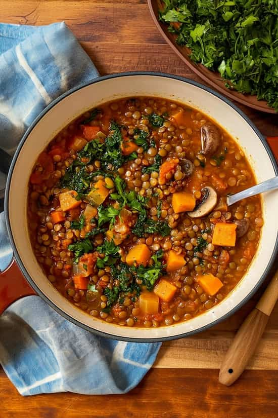 mushroom lentil soup recipe vegan and vegetarian