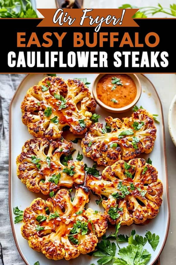 air fryer baked buffalo cauliflower steaks