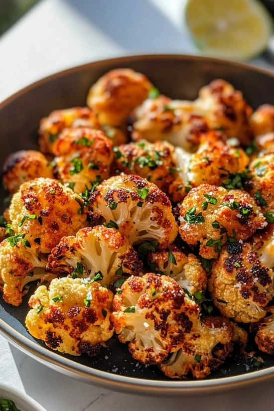 easy garlic parmesan roasted cauliflower