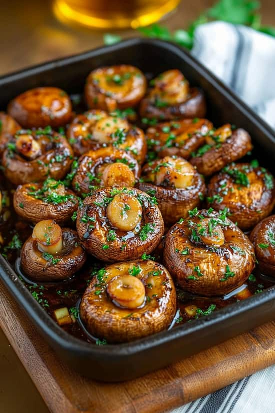 easy honey and garlic roasted mushrooms