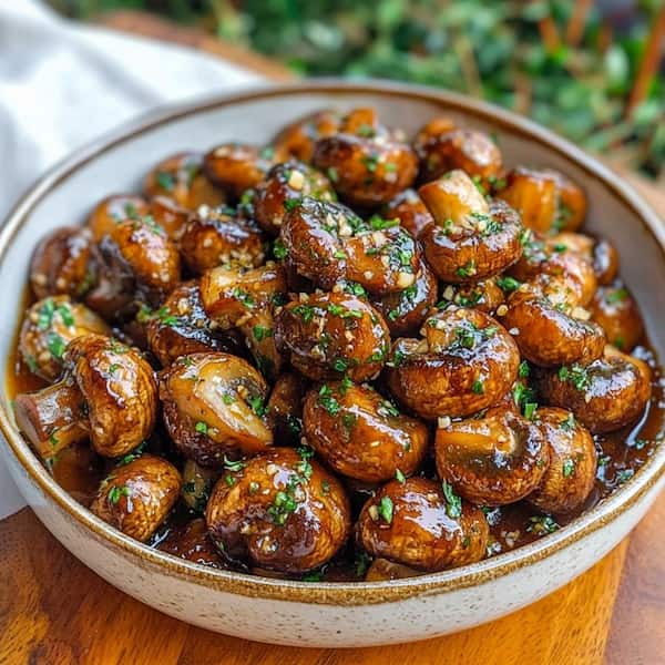 roasted mushrooms served