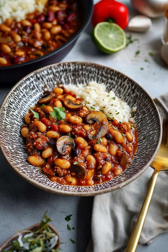 slow cooker three bean vegetarian chili