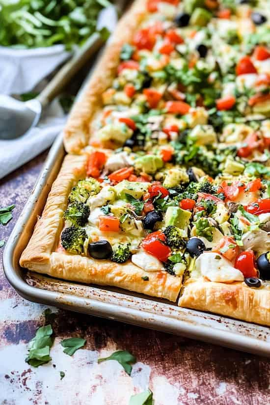 easy crescent roll veggie pizza with cream cheese