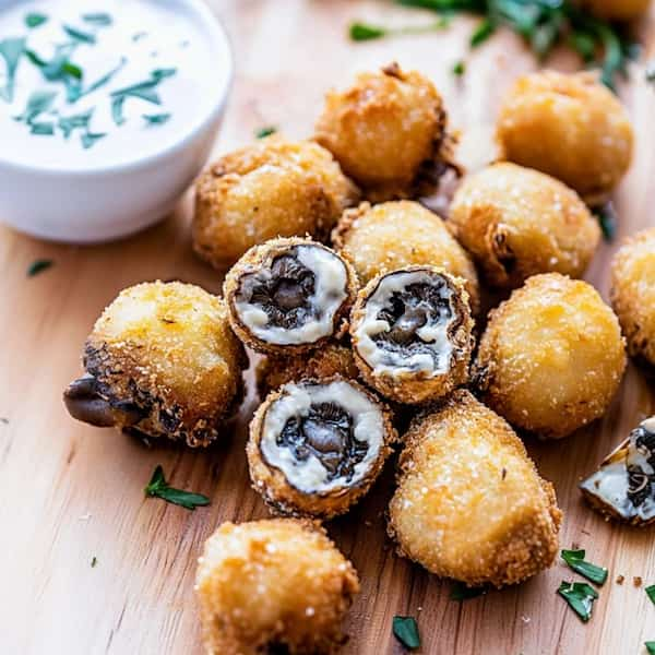 best garlic parmesan fried mushrooms