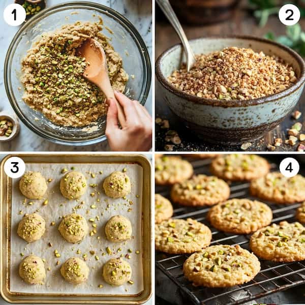 homemade pistachio cookies step by step
