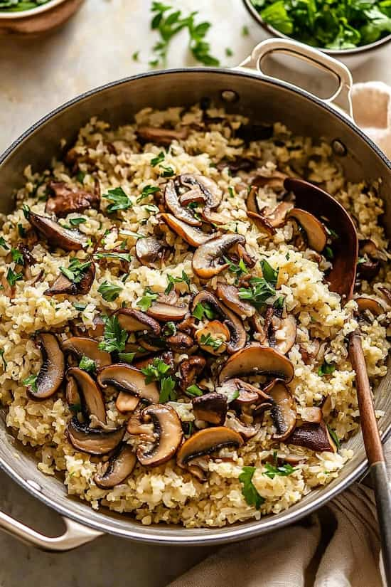 easy mushroom cauliflower rice