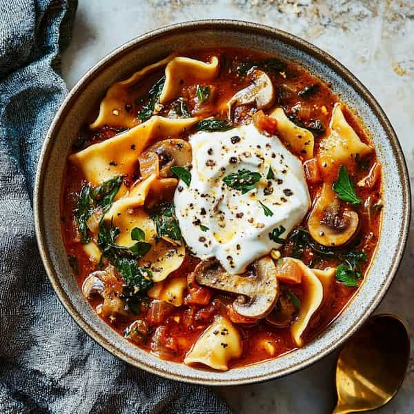 mushroom lasagna soup