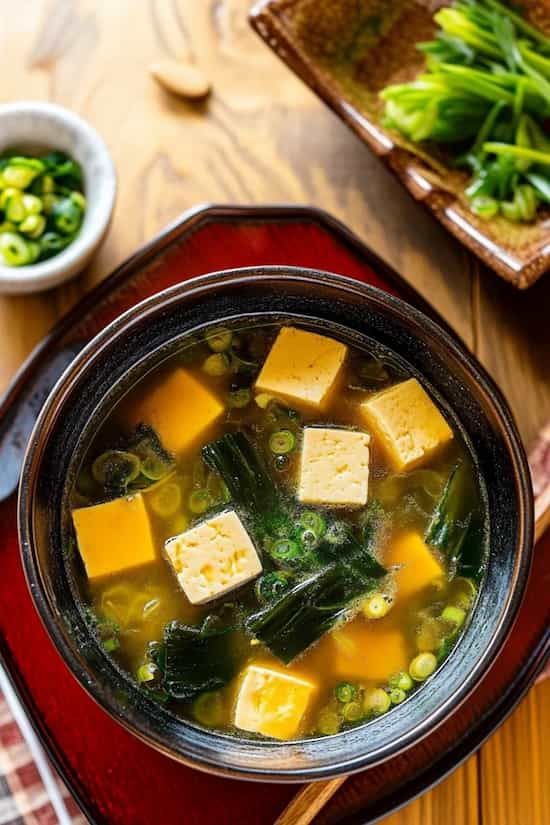 tofu and wakame miso soup