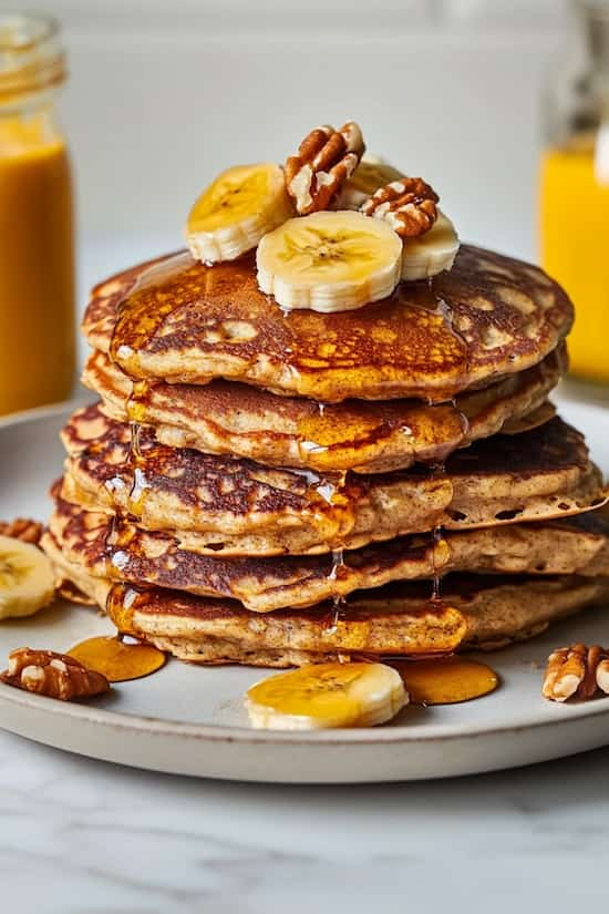 easy vegan banana oatmeal pancakes high protein