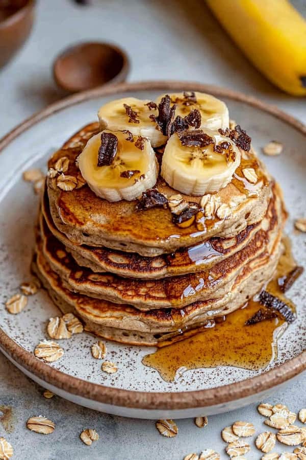 vegan banana oatmeal pancakes