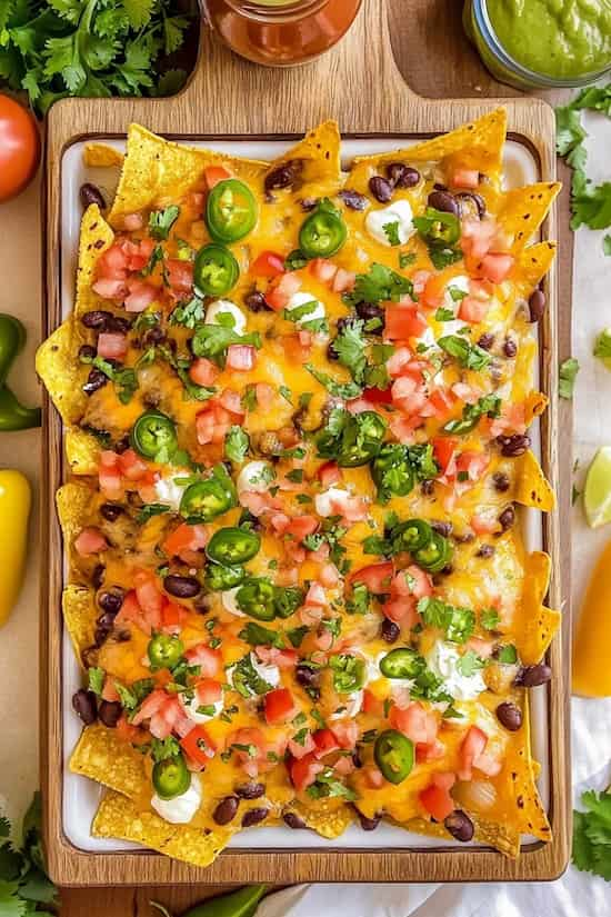 cheesy vegetarian loaded nachos