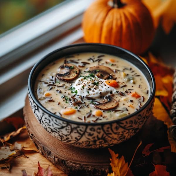 wild rice soup with cashew cream