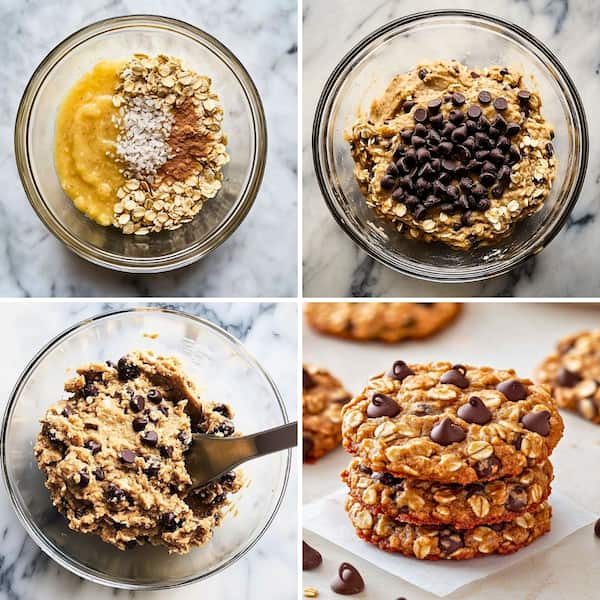 banana oatmeal cookies step by step process