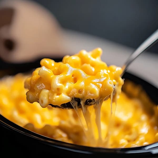 crockpot mac and cheese served