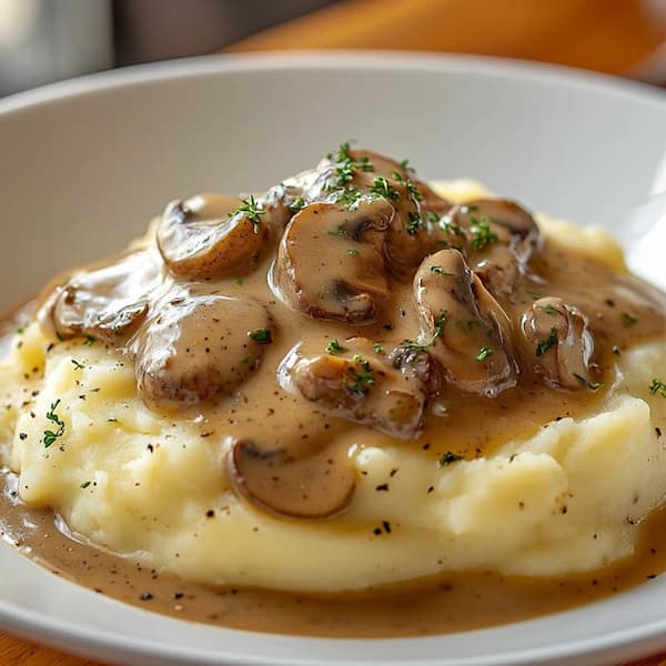 mushroom gravy served