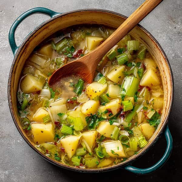 potato leek soup broth adding
