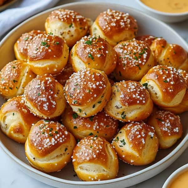 pretzel bites served