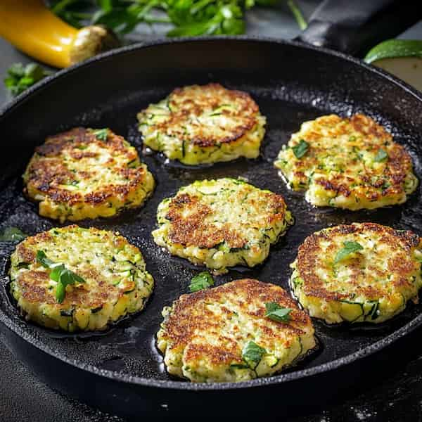 zucchini fritters frying