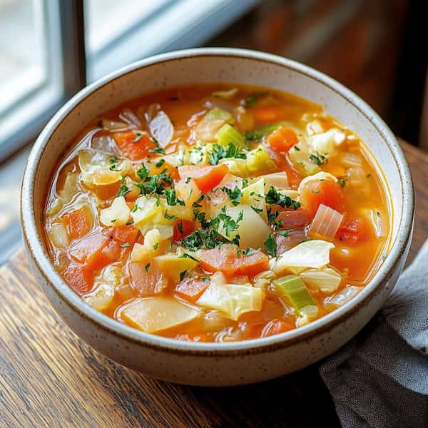 cabbage diet soup served