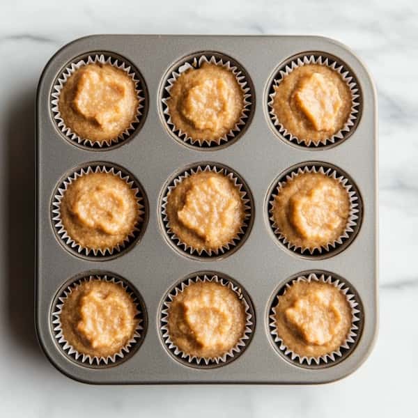 banana bread muffins in the pan
