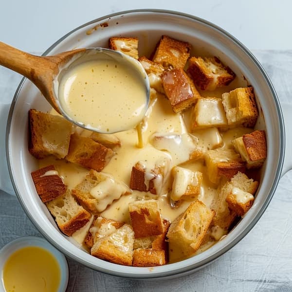 bread pudding making