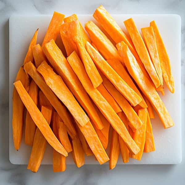 sweet potato fries sliced